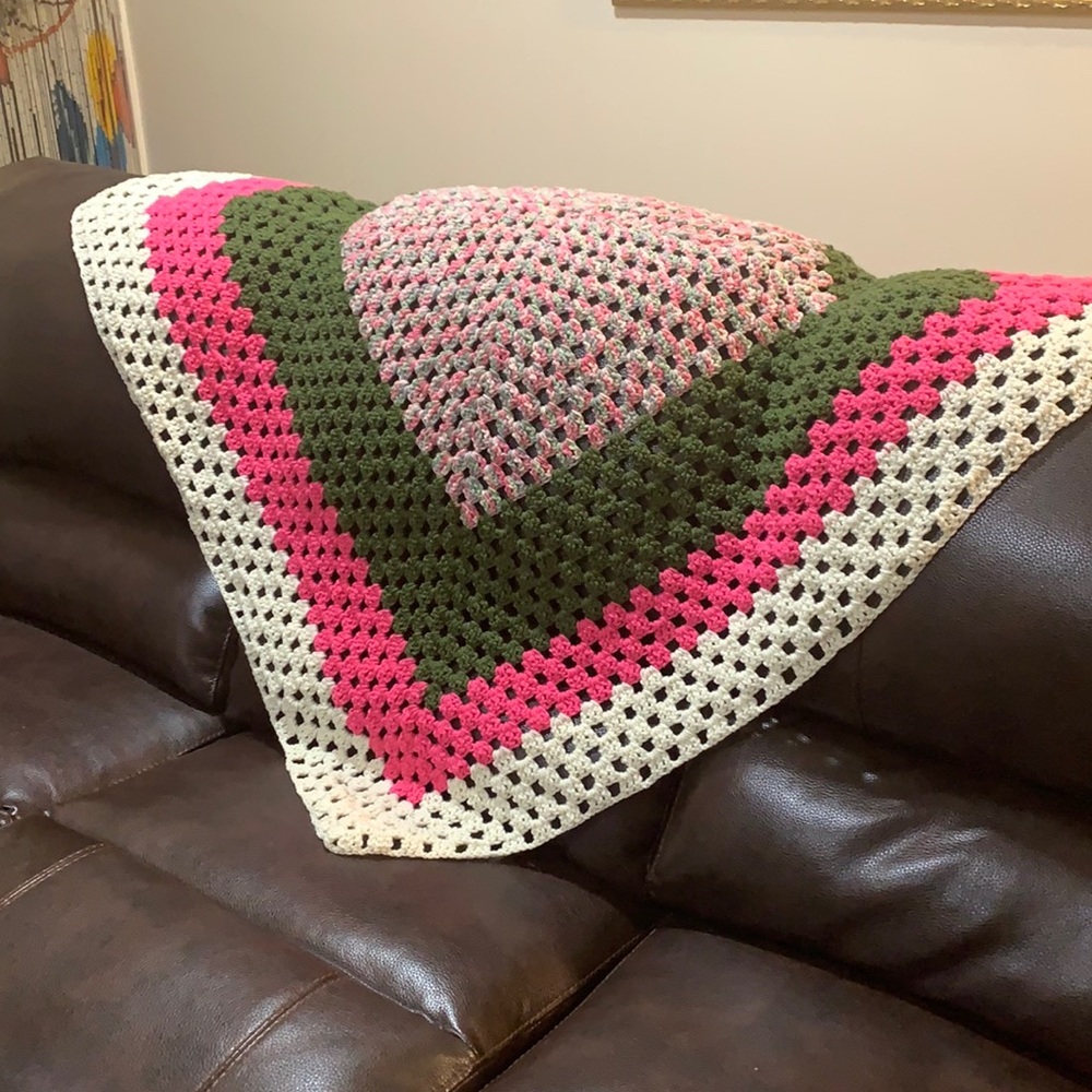 Japanese fields hand crochet quilt/throw